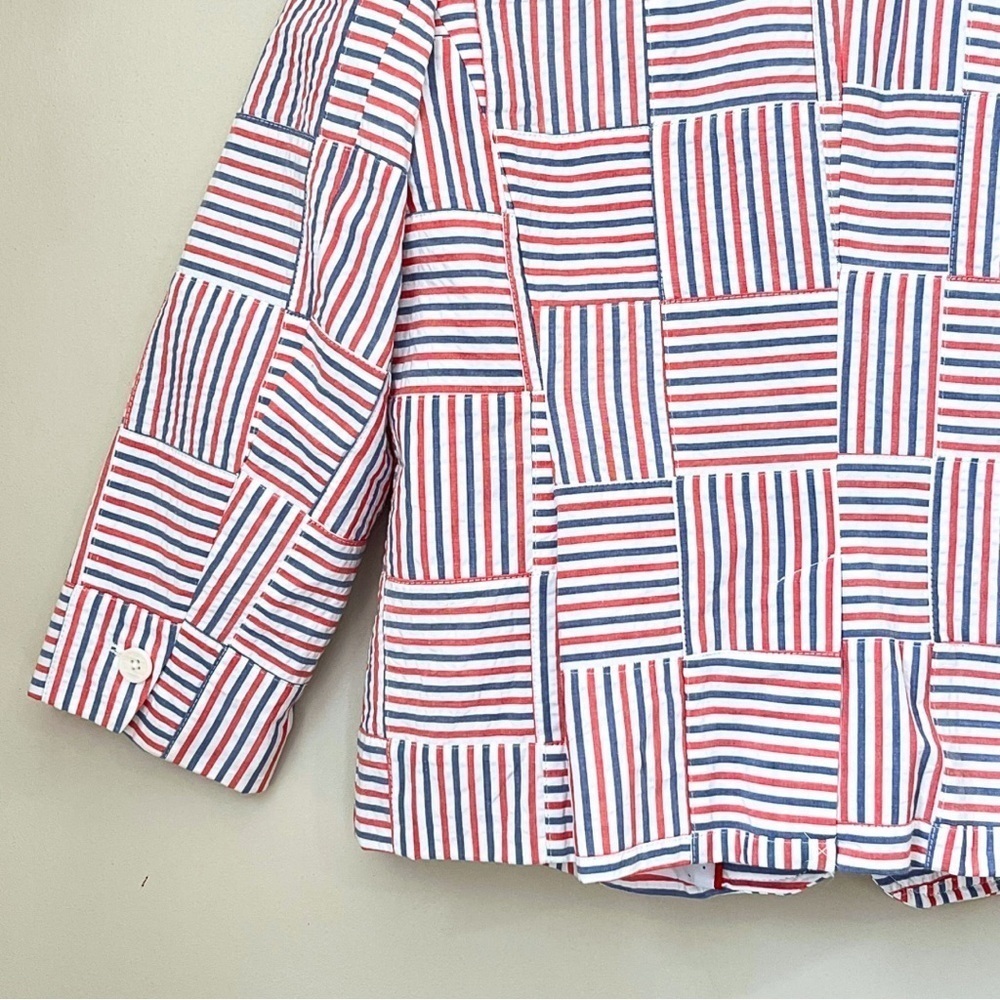 NWOT Talbots Petites Patchwork Seersucker Blazer - Picture 6 of 16